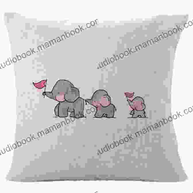 A Whimsical Pillow Adorned With An Appliquéd Elephant With Intricate Floral Details. Elephant And I Quilt And Pillow Pattern